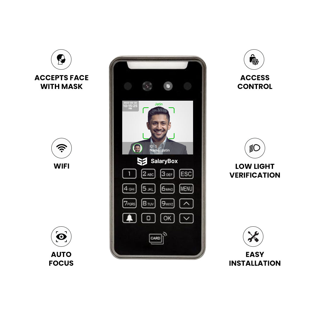 SalaryBox FaceScan Pro - AI Face Recognition Attendance & Access Control with Inbuilt WiFi