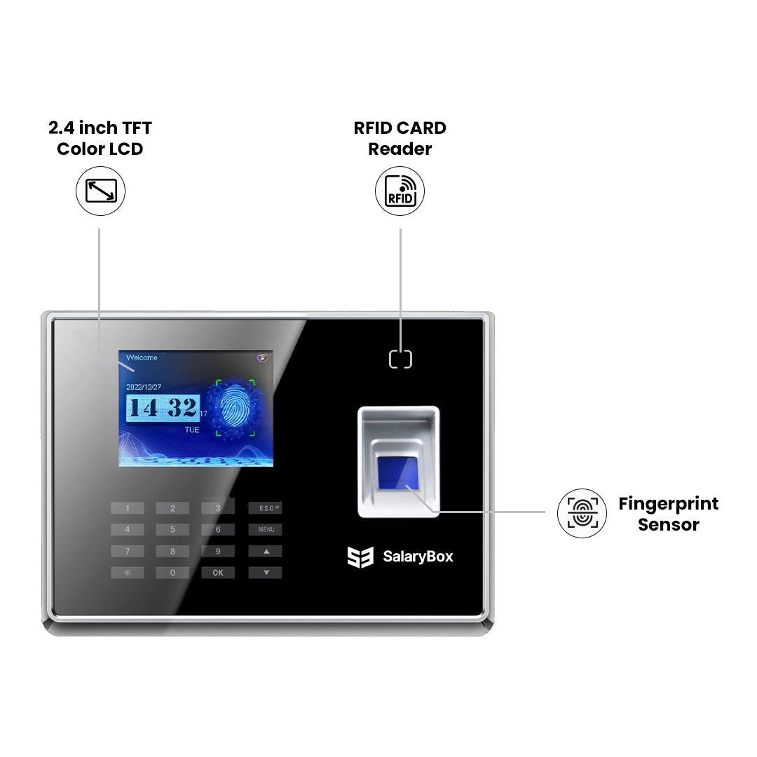 SalaryBox Alpha Pro - Cloud Based, with TCP/IP USB Communication, Password and RFID Card Scanner with Access Control