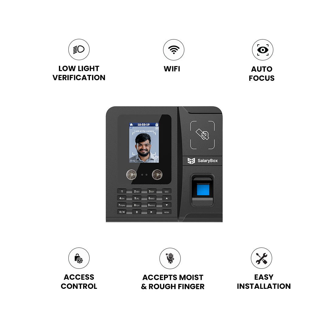 SalaryBox Beta β - Face Based Attendance Machine with Inbuilt WiFi & Cloud Software